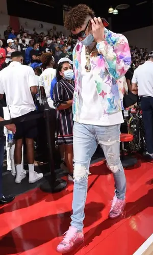 LaMelo Ball’s Outfit in Amiri Jeans & Louis Vuitton Sneakers (2021)