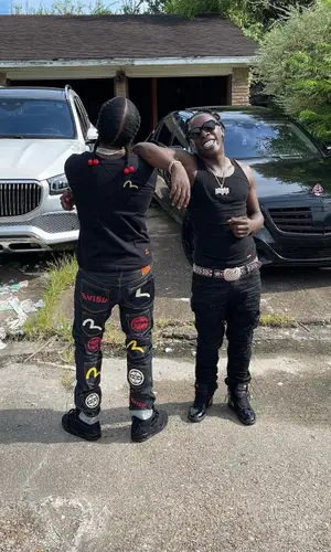 Sauce Walka wearing Evisu jeans