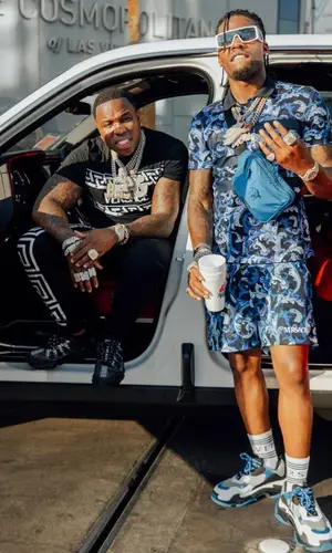 BandMan Kevo wearing Versace pants
