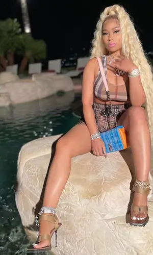Nicki Minaj wearing Burberry shorts