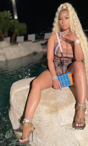 Nicki Minaj wearing Burberry bag