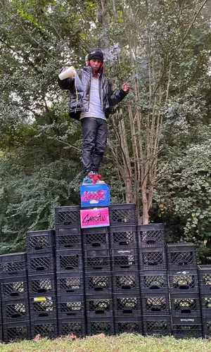Lil Gnar wearing Rick Owens top