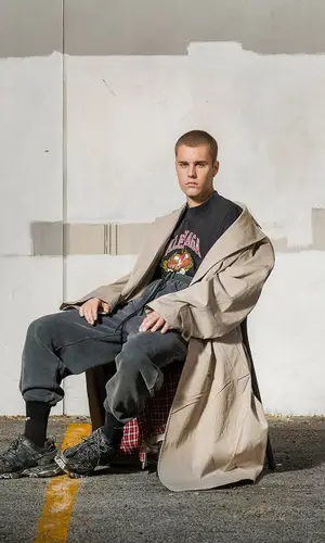Justin Bieber wearing Balenciaga jacket