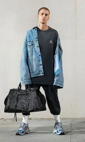 Justin Bieber wearing Balenciaga bag