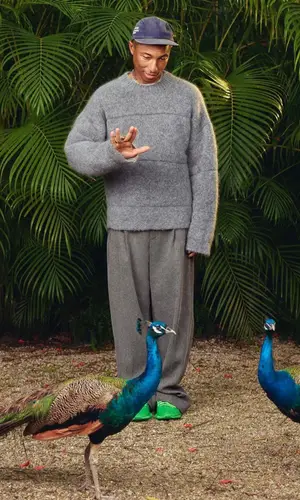 Pharrell Williams wearing Jacquemus sweater