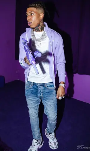 NLE Choppa wearing Hanes t-shirt