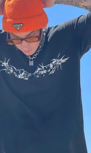 Blackbear wearing Rick Owens jeans
