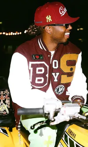 Metro Boomin wearing Chrome Hearts jeans