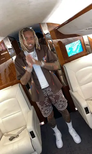 Lil Durk wearing Amiri shirt