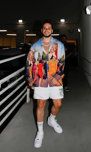 Russ wearing Casablanca shorts
