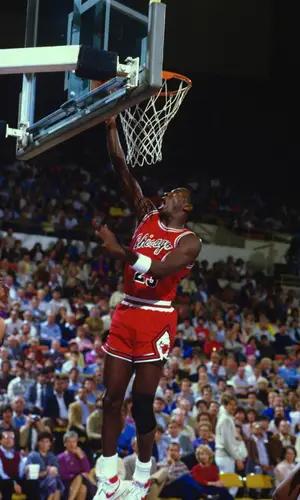 Michael Jordan wearing Mitchell & Ness jersey