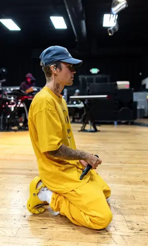 Justin Bieber wearing Balenciaga jacket