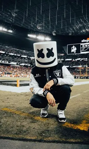 Marshmello wearing Amiri jeans