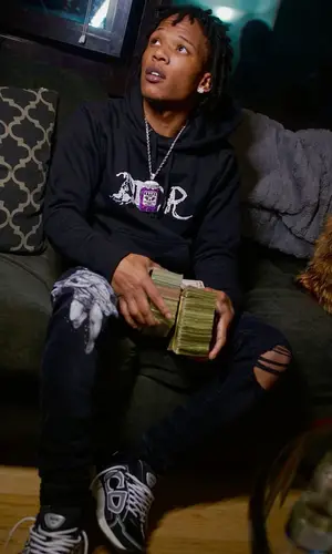 B Lovee wearing Peter Doig hoody