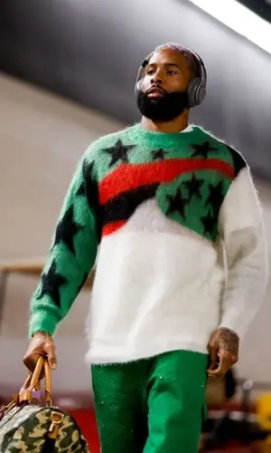 Odell Beckham Jr wearing Louis Vuitton pants