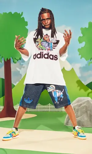 Chief Keef wearing Adidas shorts