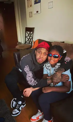 Famous Dex wearing Chrome Hearts hoody