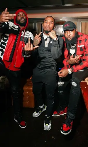 Meek Mill wearing Amiri hoody
