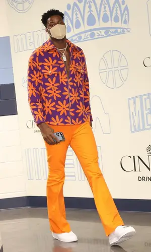 Jaren Jackson Jr.’s Outfit in Jacquemus Jacket, Raf Simons Pants & Henry Mask (2021)