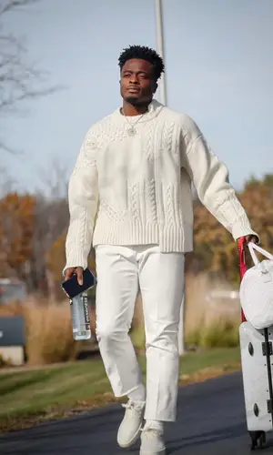Marquise Goodwin wearing Sprayground bag