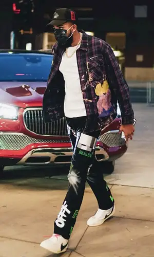 Karl Anthony Towns wearing Off-White hat