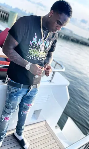 Dusty Locane wearing Amiri jeans