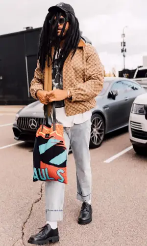 Anthony Barr wearing Gucci jacket