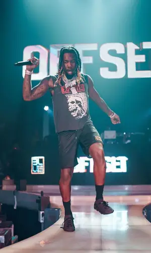 Offset wearing Chrome Hearts shorts