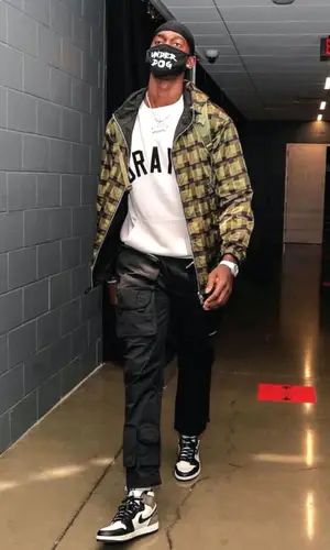 Bobby Portis wearing Fear of God t-shirt