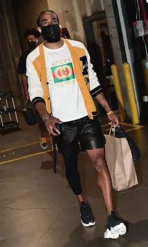 Mike Conley wearing Amiri jacket