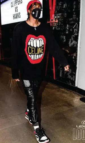 Terance Mann wearing Nanushka pants