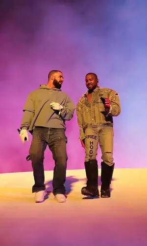 Drake wearing Chrome Hearts jeans