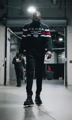 James Harden wearing Prada sweater