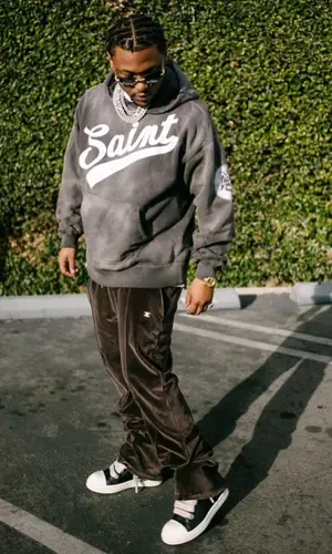 HitBoy’s Outfit in Saint Michael Hoodie, Celine Pants & Rick Owens Sneakers (2021)