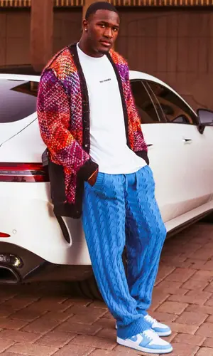 Devin White wearing Laneus pants