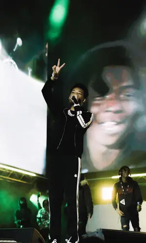 Nardo Wick wearing Moncler pants