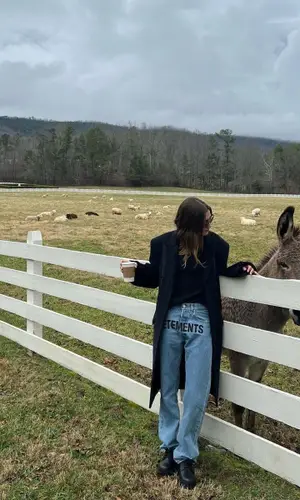 Hailey Bieber wearing ÉTERNE sweatshirt