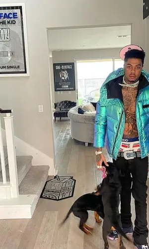 Blueface’s Outfit in Kenzo Jacket, B.B. Simon Belt & Odd Sox Underwear (2022)