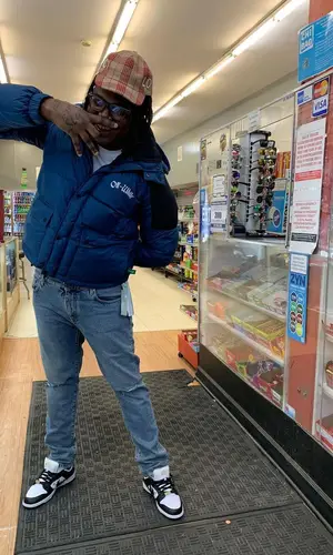 Lucki wearing Off-White jacket