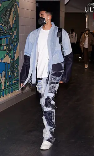 Kyle Kuzma’s Outfit in Who Decides War Jacket, Valentino Sneakers & Henry Mask (2022)