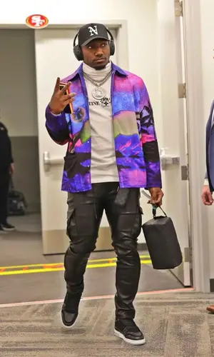 Deebo Samuel wearing Valentino jacket