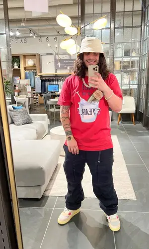 Russ wearing Mc2 Saint Branch t-shirt