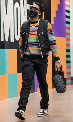 Donovan Mitchell’s Outfit in Alyx Jacket & The Elder Statesman Sweatshirt (2022)