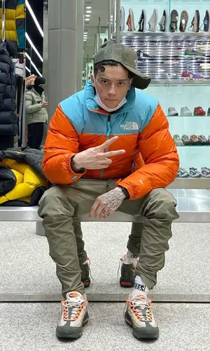 Central Cee wearing The North Face jacket