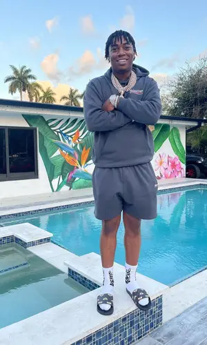 Fredo Bang wearing Balenciaga shorts