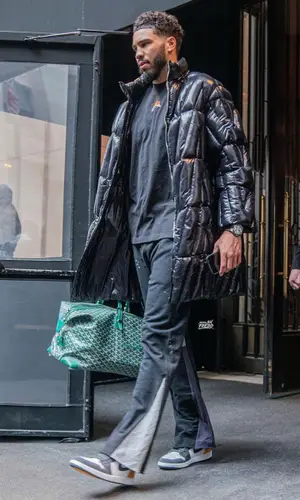Jayson Tatum wearing Goyard bag