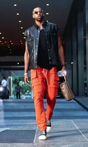 Tristan Thompson wearing Rick Owens pants