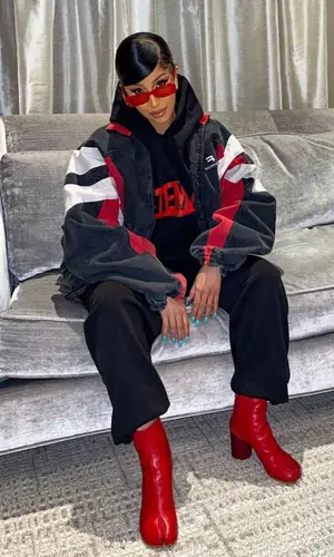 Cardi B wearing Balenciaga jacket
