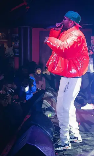 Dave East wearing Fear of God pants