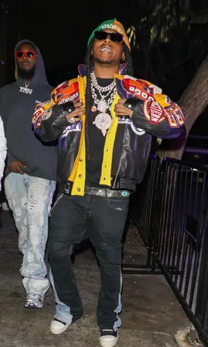 Takeoff’s Outfit in Jeff Hamilton Jacket, Rick Owens Sneakers & Gallery Dept. Hat (2022)